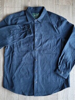 Woolrich Men's Chamois Shirt XL Navy Blue Heavyweight Cotton Green Label Flannel